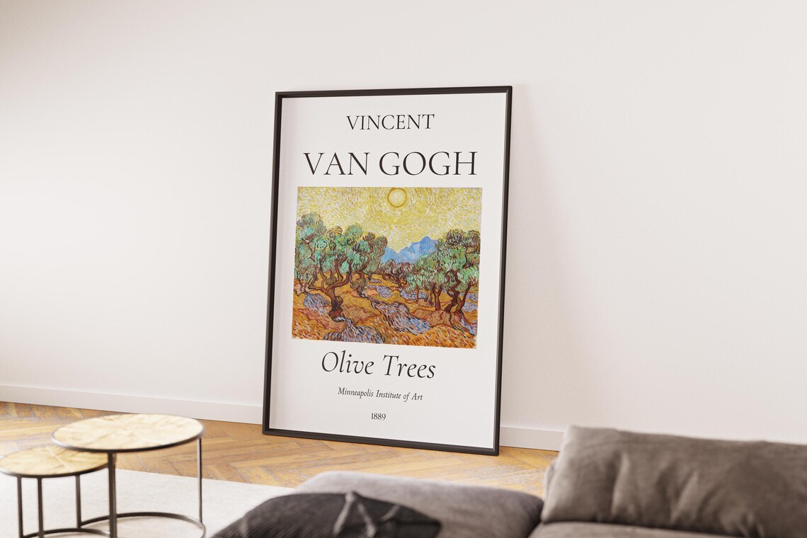 Van Gogh Olive Trees 1889 Golden Sun Yellow Landscape Art Poster - Image 4