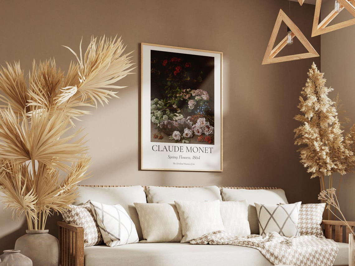 Monet Spring Flowers 1864 Dark Floral Still Life Bouquet Art Poster - Image 3