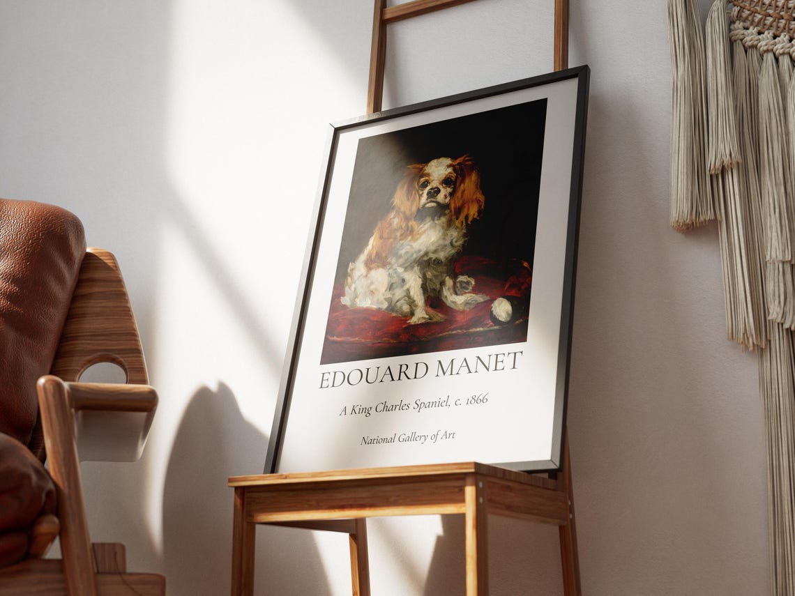 Manet A King Charles Spaniel 1866 Vintage Dog Portrait Art Poster - Image 5