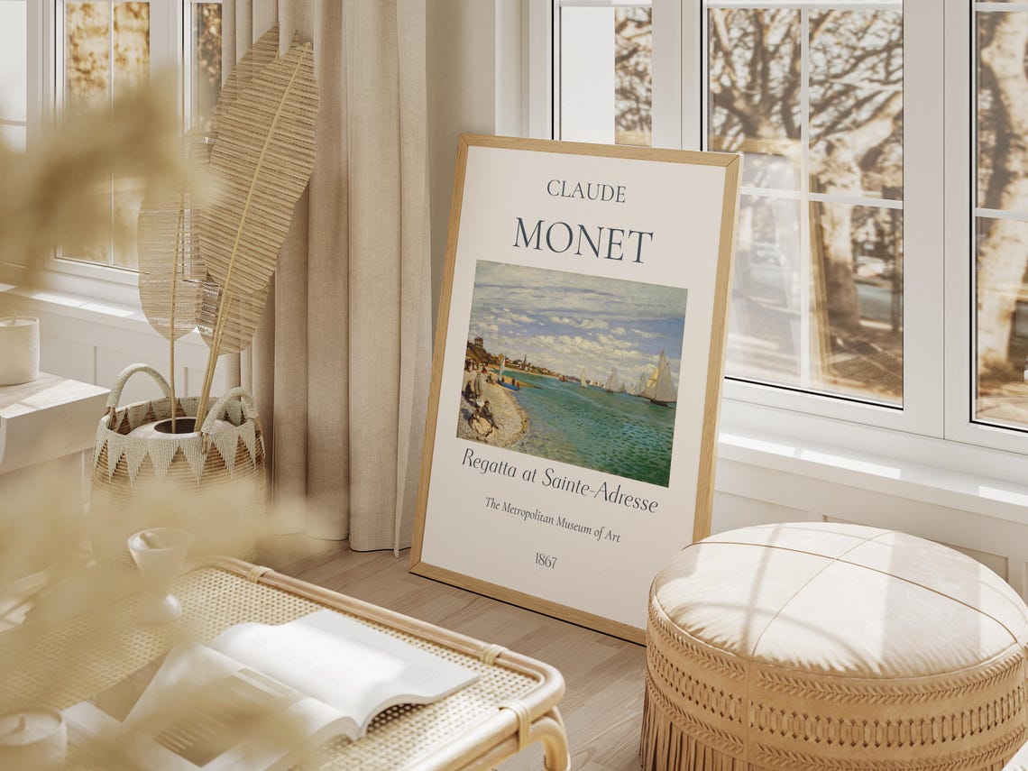 Claude Monet Art Print Regatta At Sainte Adresse Monet Exhibition Poster Monet Painting Vintage Home Poster Famous Artist Posters - Image 2