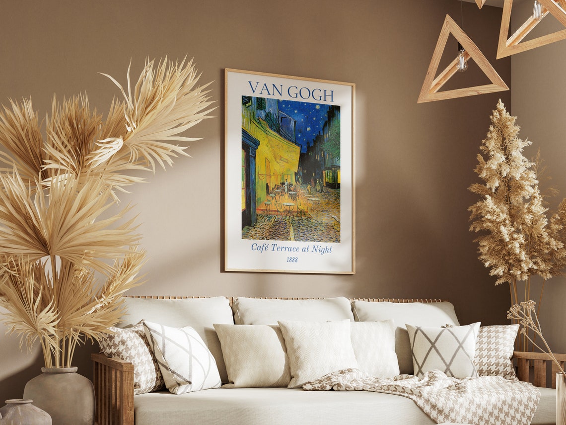 Van Gogh Art Print Cafe Terrace At Night Van Gogh Exhibition Poster Van Gogh Painting Vintage Painting Wall Decor Museum Poster - Image 3