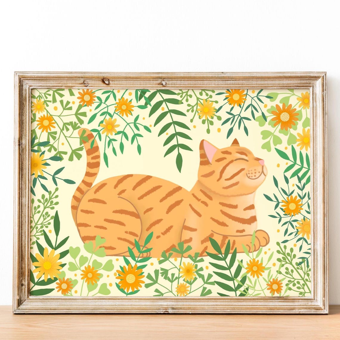 Orange Cat Art Print, Tabby Cat Animal Poster