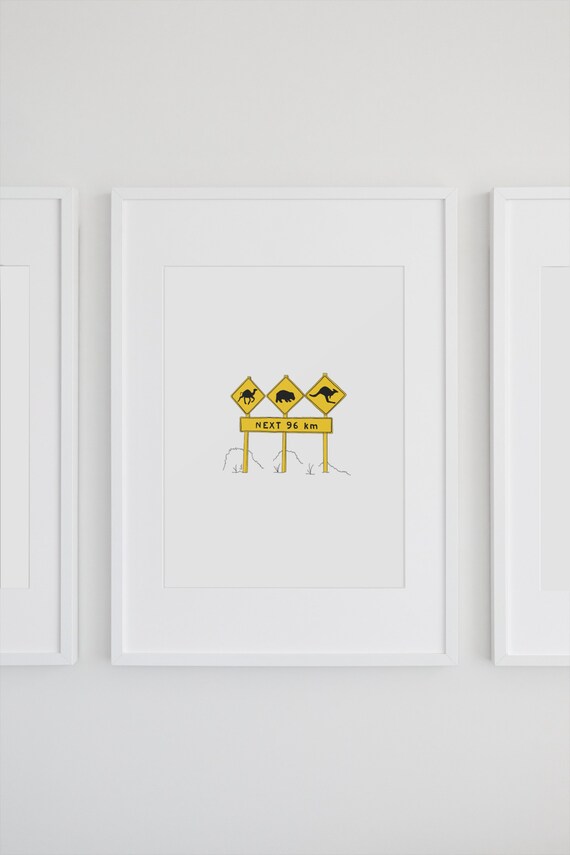 Animals Crossing Illustration, Aussie Road Sign