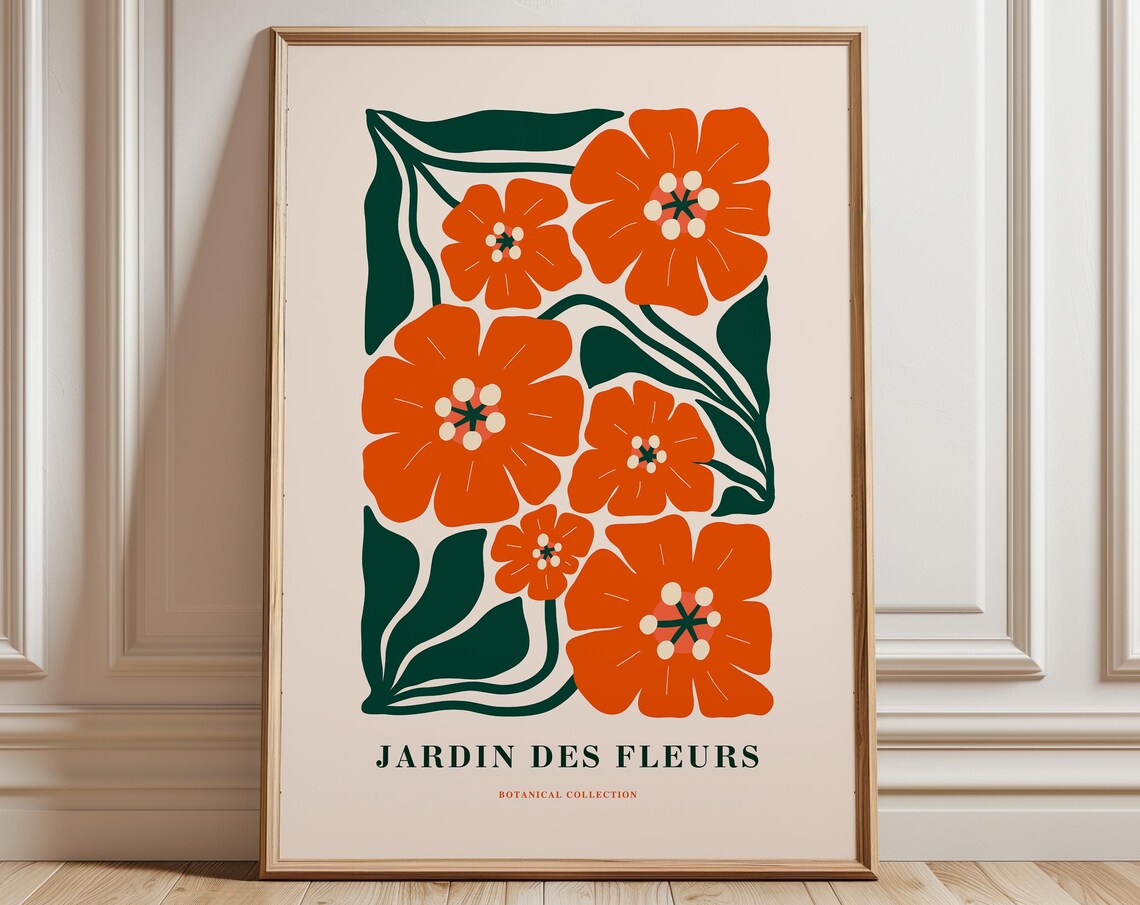 Henri Matisse Retro Flower Art Print, Boho Botanical