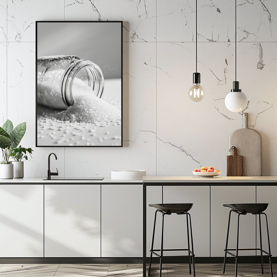 Sugar Black And White Kitchen Wall Art Print - Image 3