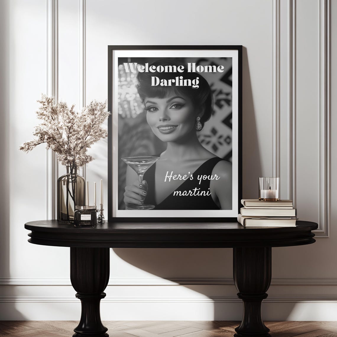 Welcome Home Darling Retro Martini Woman Vintage Cocktail Poster - Image 2