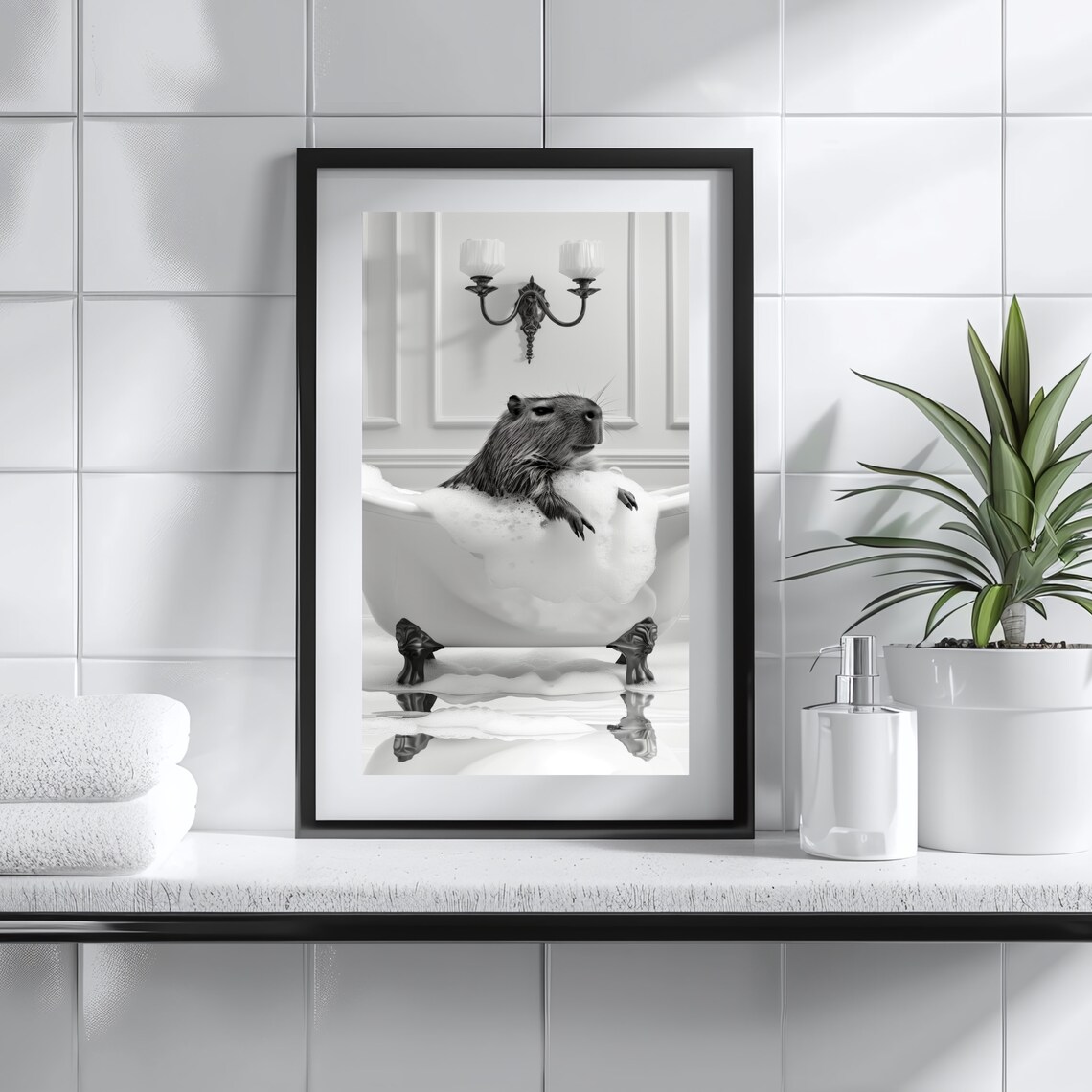 Capybara Bathroom Wall Art Print, Funny Animal Bath - Image 3