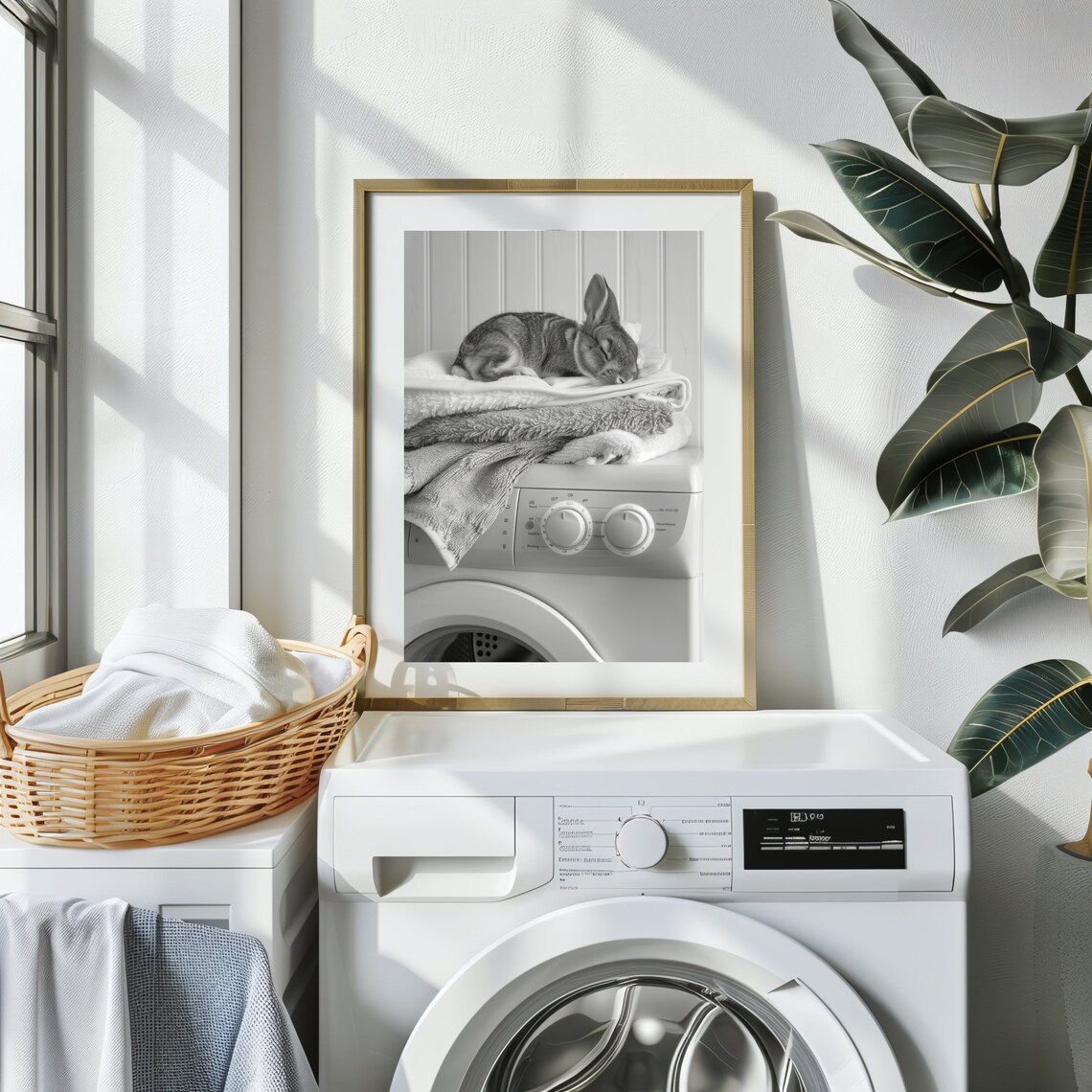 Adorable Bunny Laundry Room Art Print, Utility Room Decor - Image 2