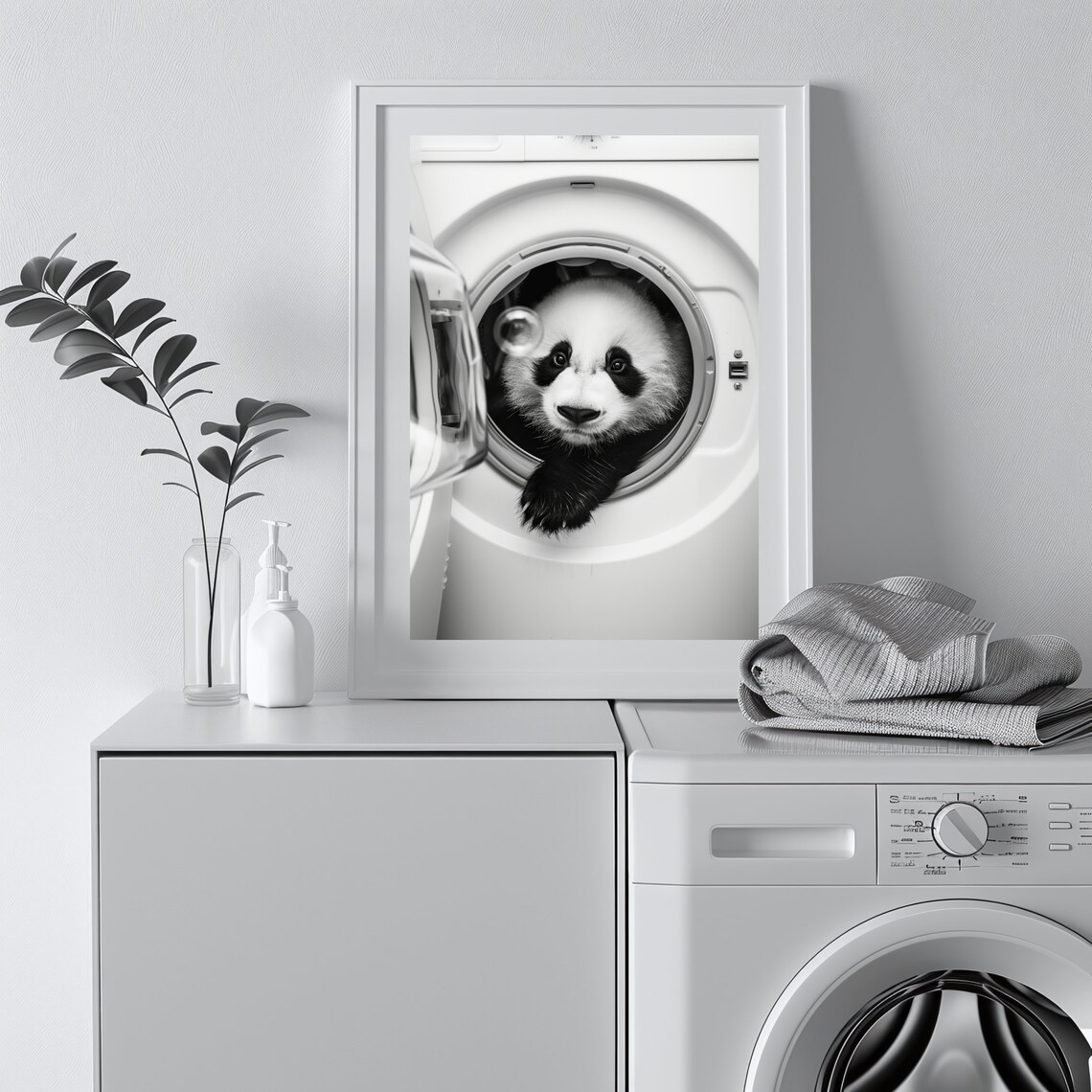 Adorable Panda Laundry Room Art Print, Funny Poster - Image 3