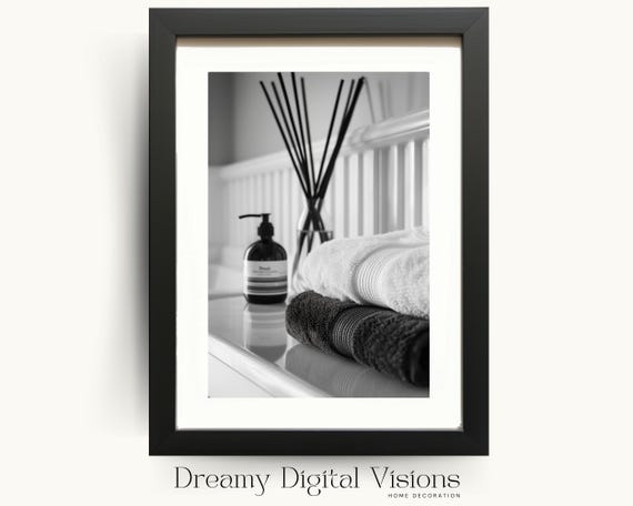 Relaxing Bathroom Wall Art, Minimalist Spa Print