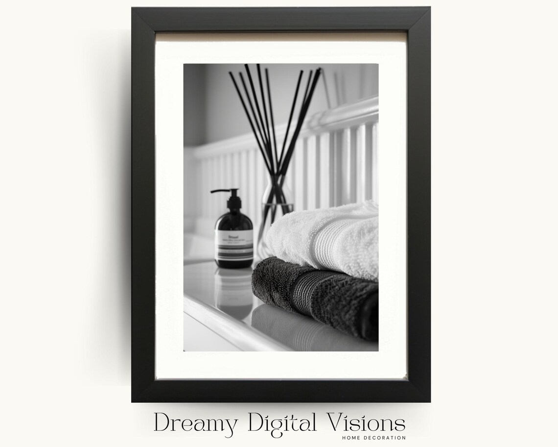 Relaxing Bathroom Wall Art, Minimalist Spa Print