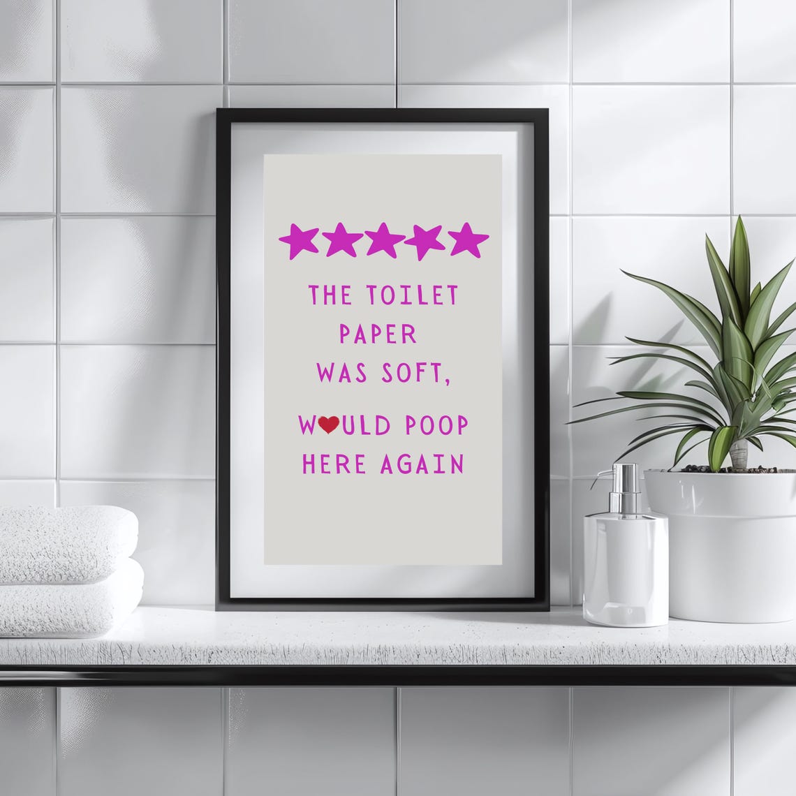 Funny Toilet Wall Art 5 Star Review Print Would Poop Here Again Cloakroom Wall Art Guest Bathroom Print Toilet Sign Funny Toilet Print - Image 2