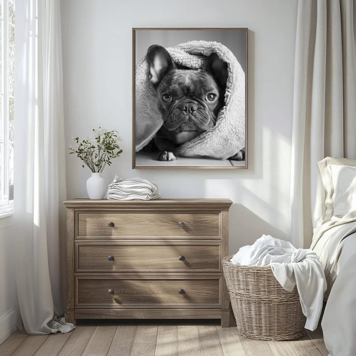 Adorable French Bulldog Print Birthday Or Christmas French Bulldog Gift Cute Bathroom Decor Animal Wall Art Bulldog Wall Art - Image 2