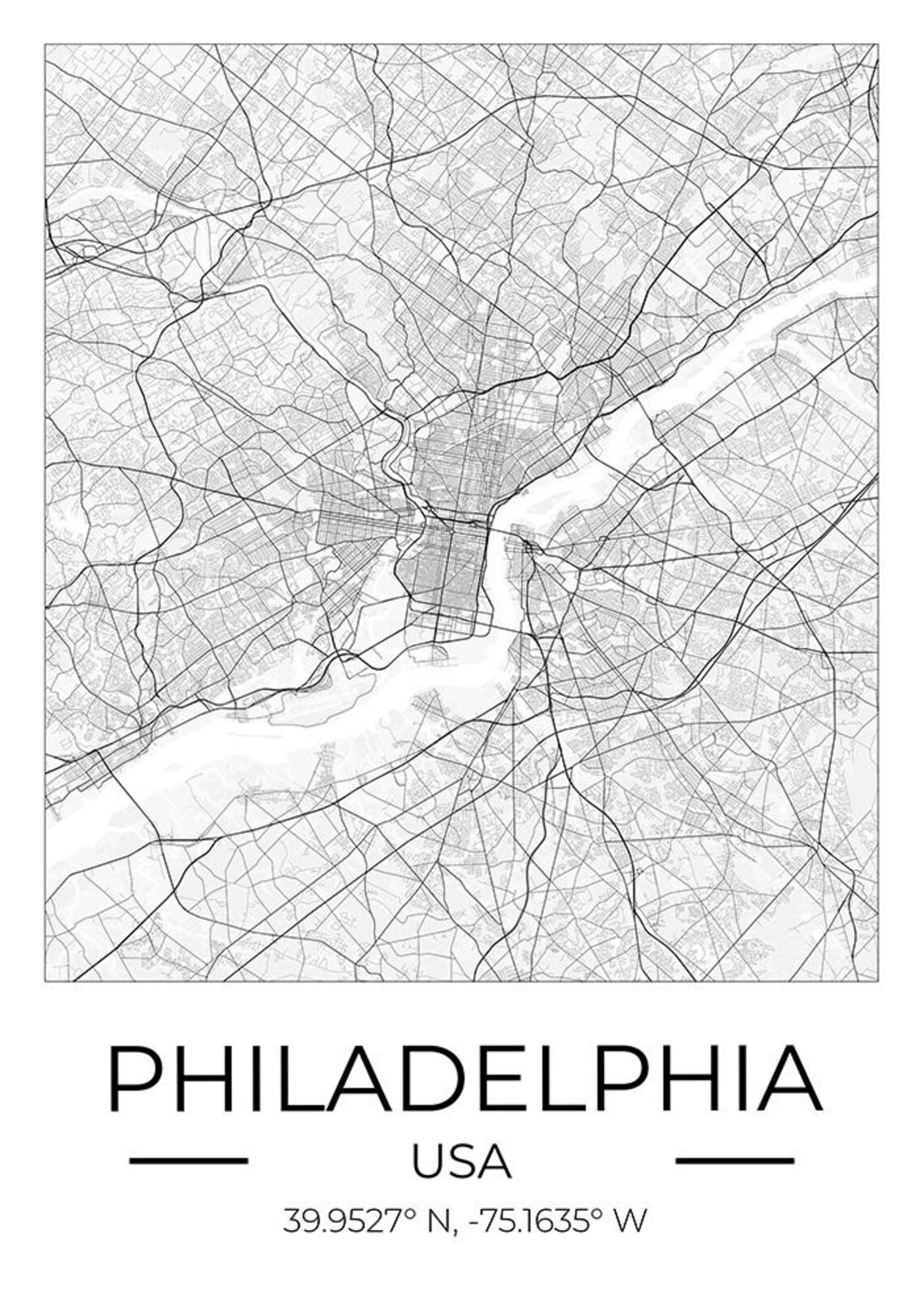 Philadelphia USA Square City Street Map Art Travel Gift Poster - Image 4