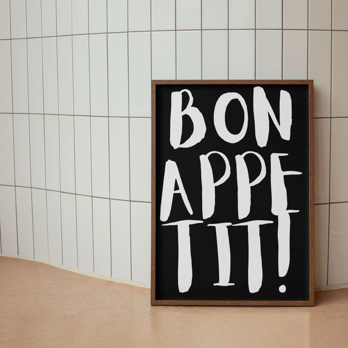 Bon Appetit Bold Navy Brush Kitchen Quote Cheeky Dining Poster - Image 5