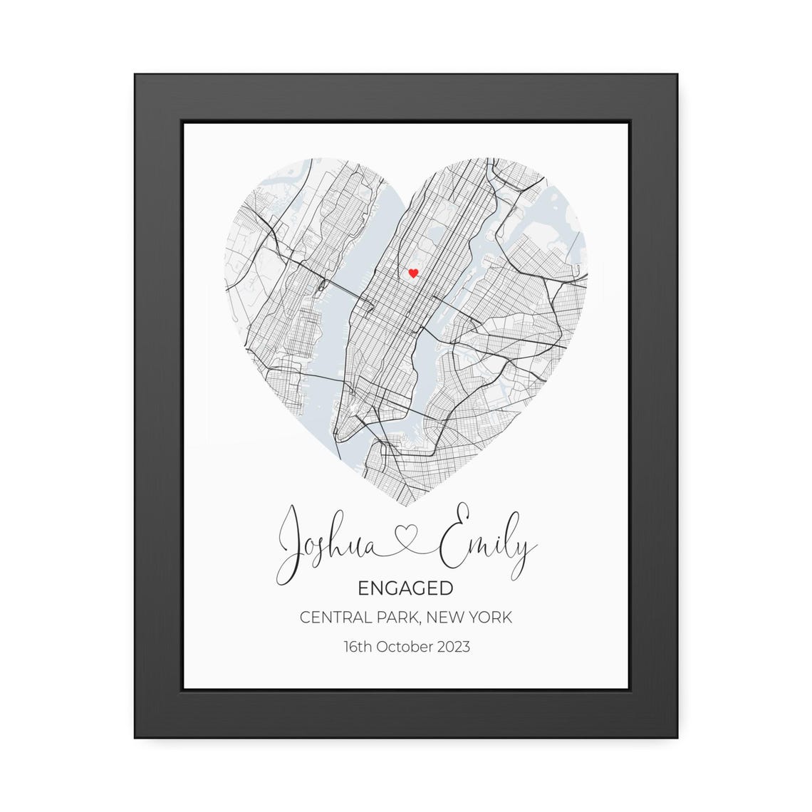 Personalized Heart Map Engagement Location Custom Gift Poster - Image 4
