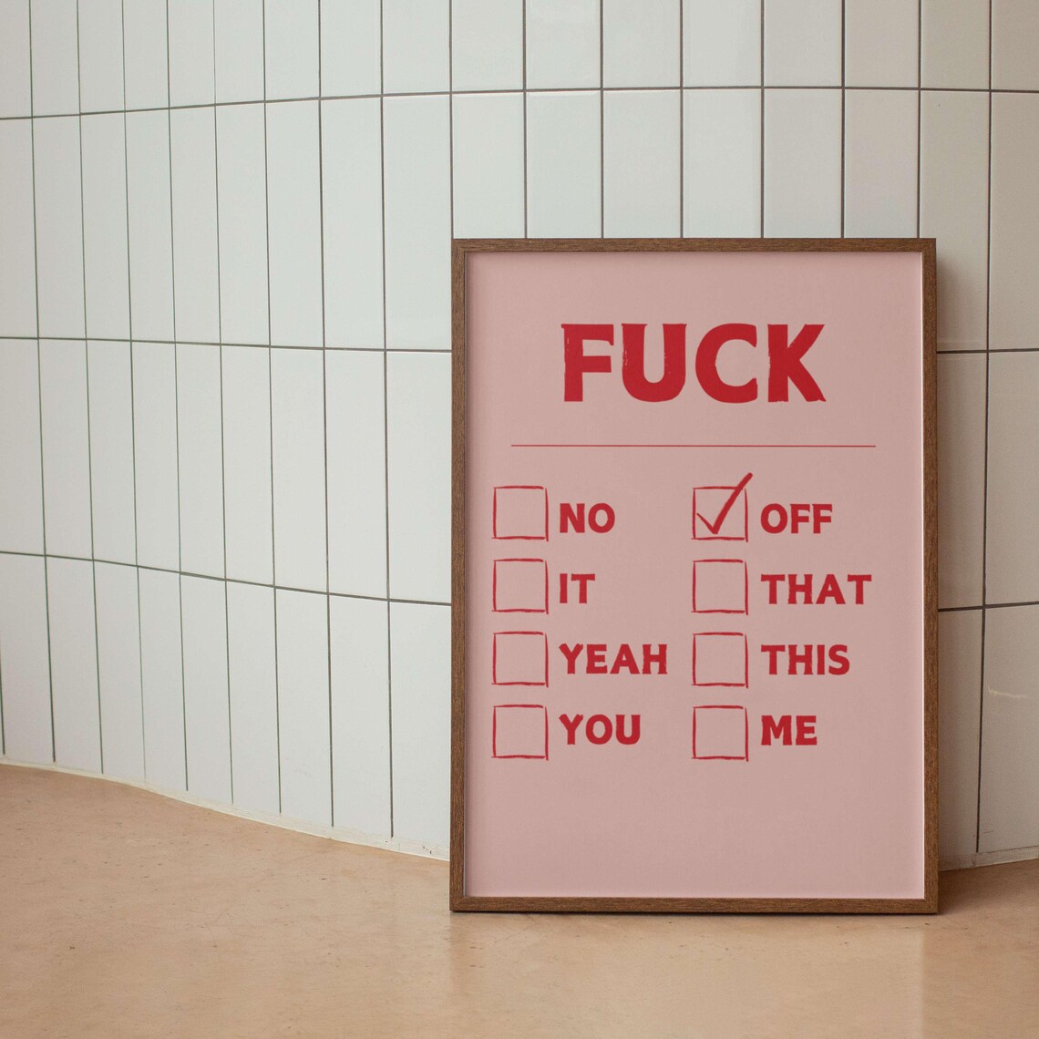 Fuck Checkbox Pick Your Poison Black Funny Swear Word Poster - Image 3