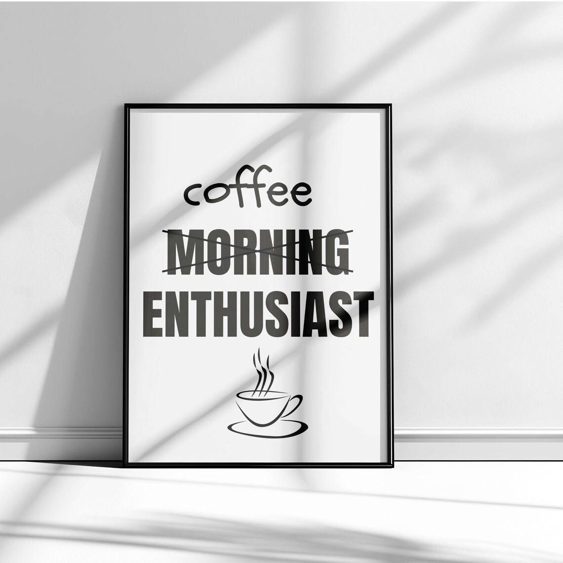 Coffee Morning Enthusiast Crossed Out Navy Coffee Lover Poster - Image 2