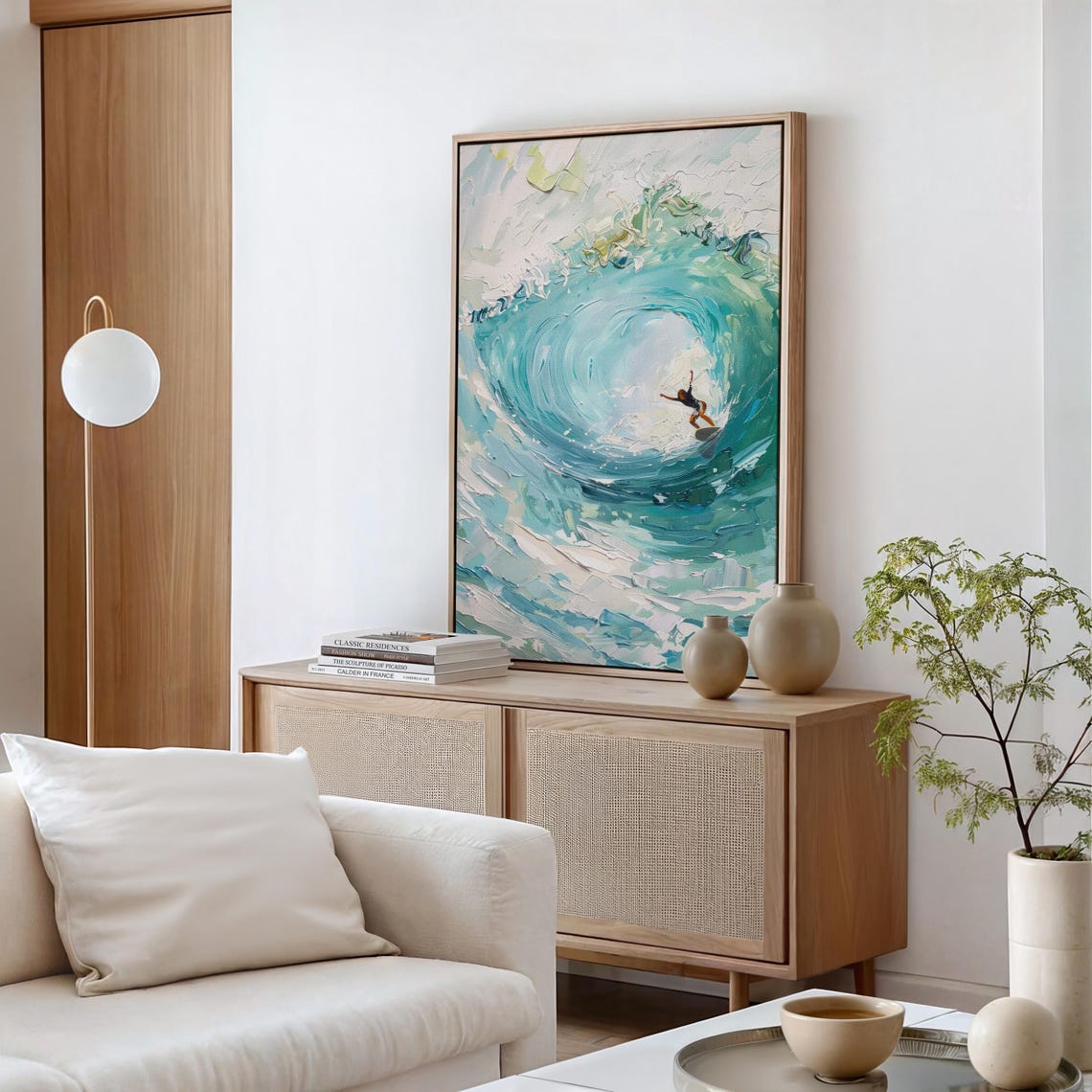 Surfing On Blue Waves Oil Painting Stretched Print Wall Art Surfing Painting Surfer Gifts Wall Art Gift Sob5 - Image 4