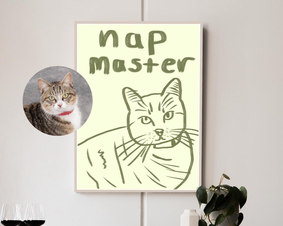 Cute Badly Drawn Pet Portrait Personalized Custom Dog Unique Cat Poster Present Drawing Mom Gifts - Image 4