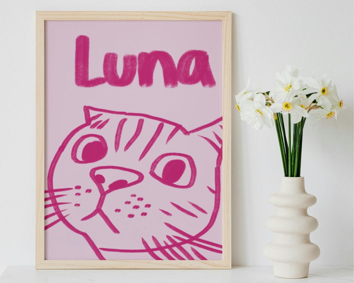 Cute Badly Drawn Pet Portrait Personalized Custom Dog Unique Cat Poster Present Drawing Mom Gifts - Image 2