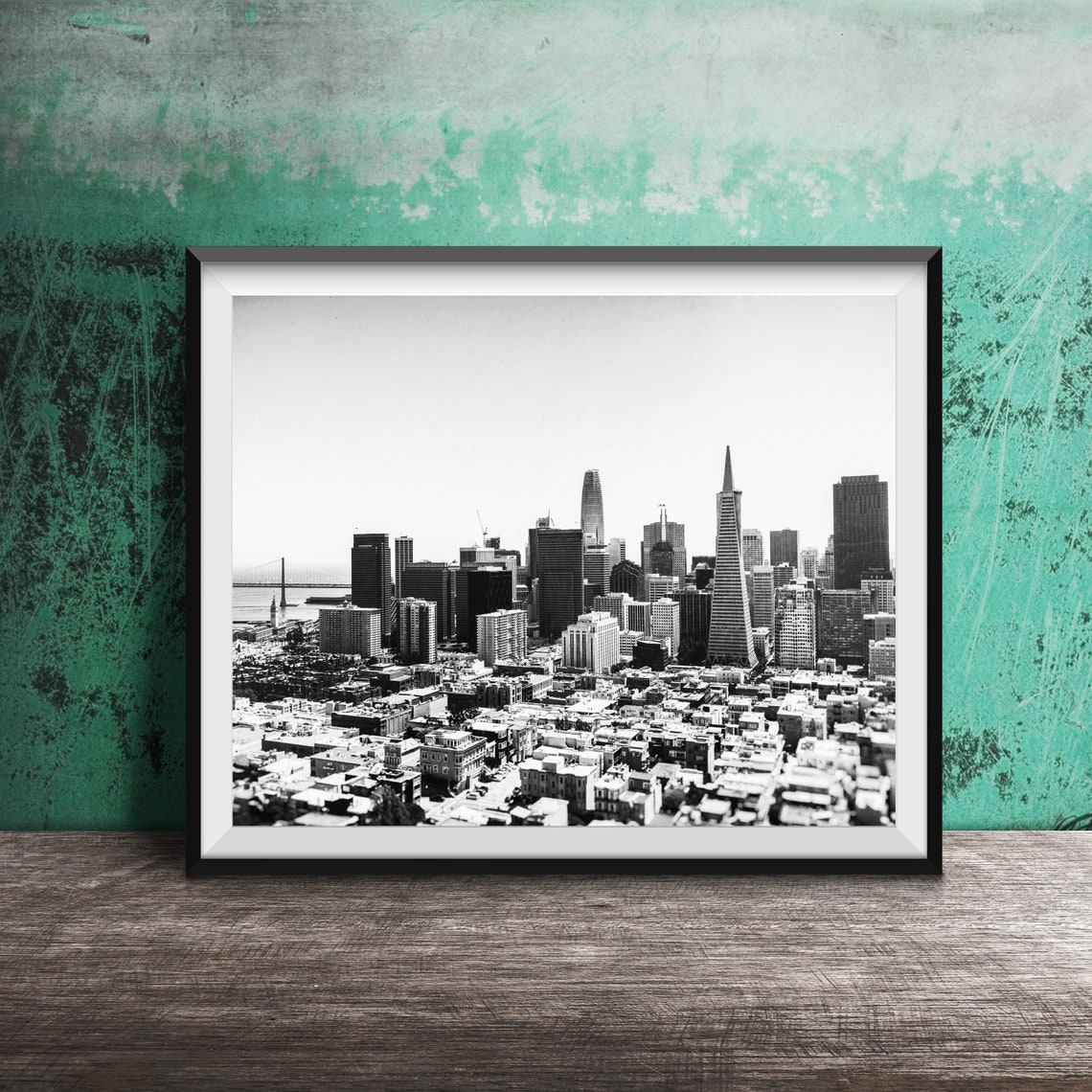 San Francisco Skyline Transamerica Pyramid Bay Bridge City View Poster - Image 2