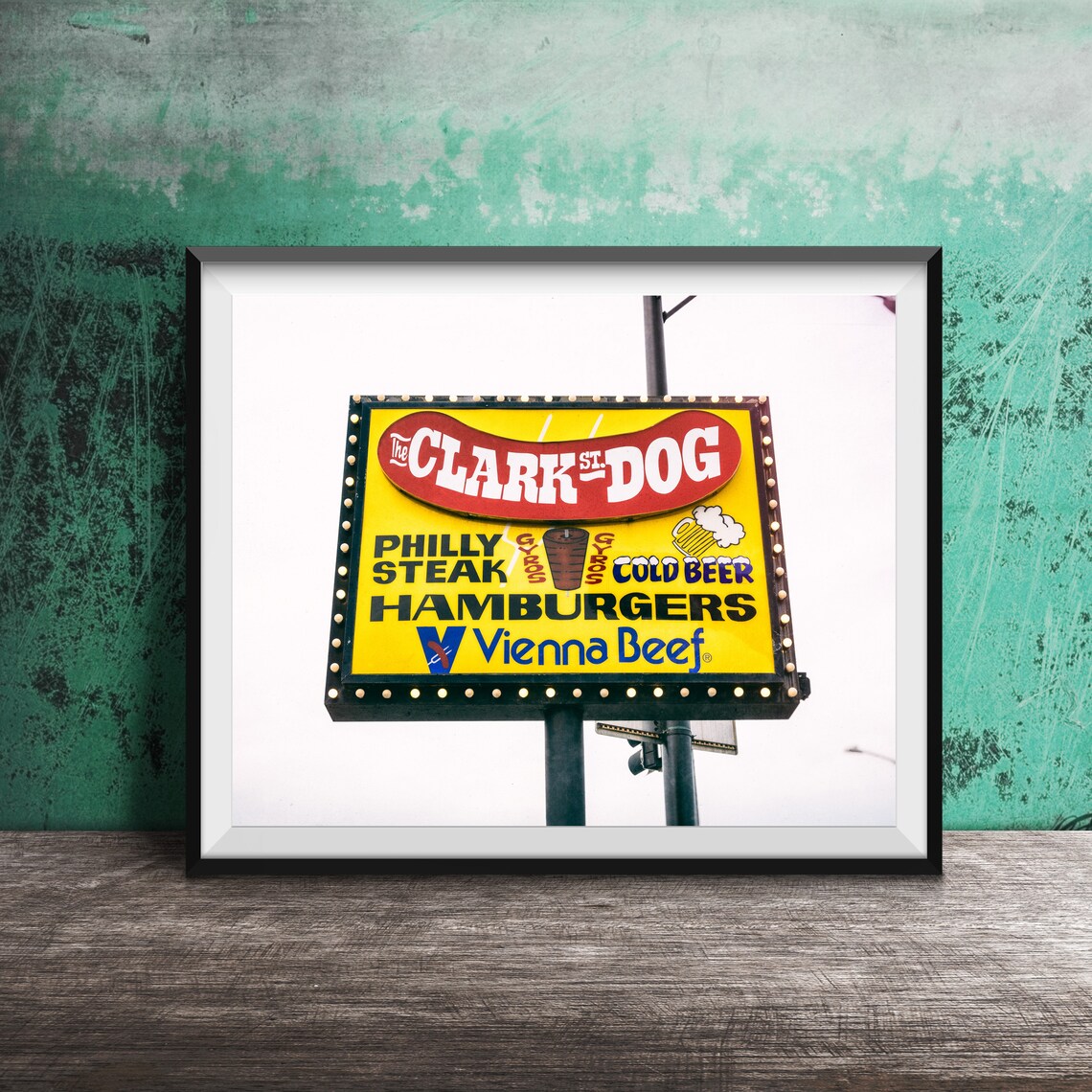 Clark Dog Chicago, Vienna Beef Hot Dog Art Print