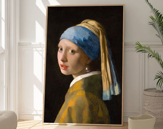 Johannes Vermeer Girl With Pearl Earrings Poster Gallery Wall Art Print Famous Painting Classical Masterpiece Popular Art Lovers Gift