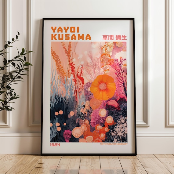 Yayoi Kusama Coral Reef Flower Garden Exhibition Poster Art Gift