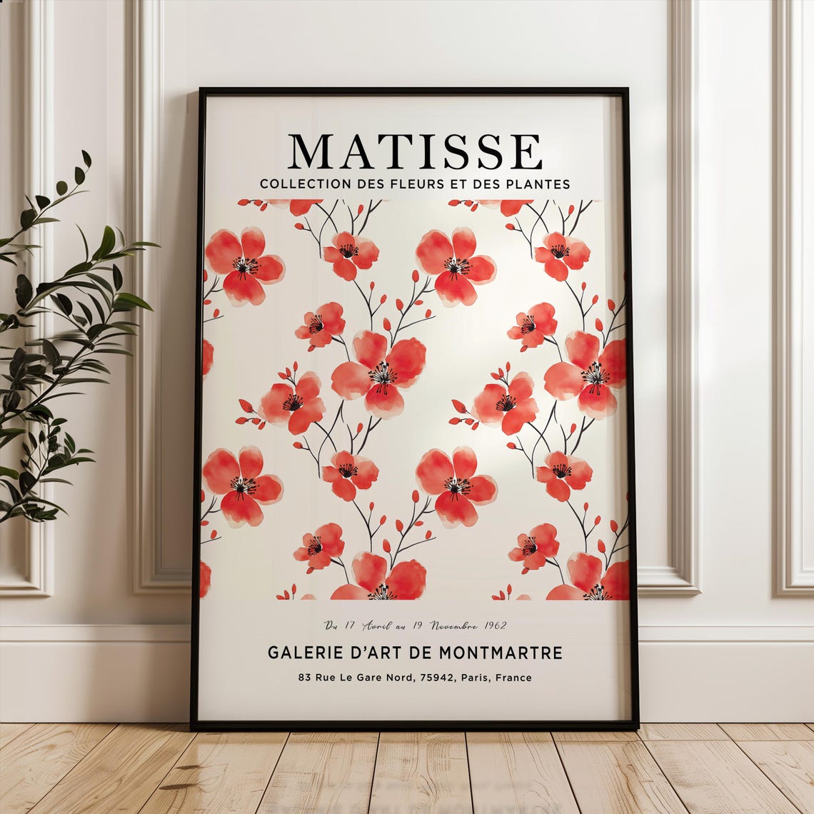 Henri Matisse Art Print Flower Poster Market Red Plant Botanical