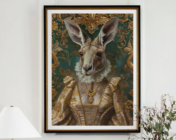 Royal Kangaroo Renaissance Portrait Regal Animal Painting Wall Art