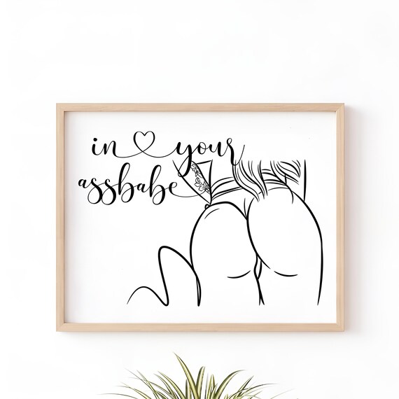 Funny In Your Ass Babe Line Art Poster With Tattoo Woman Drawing