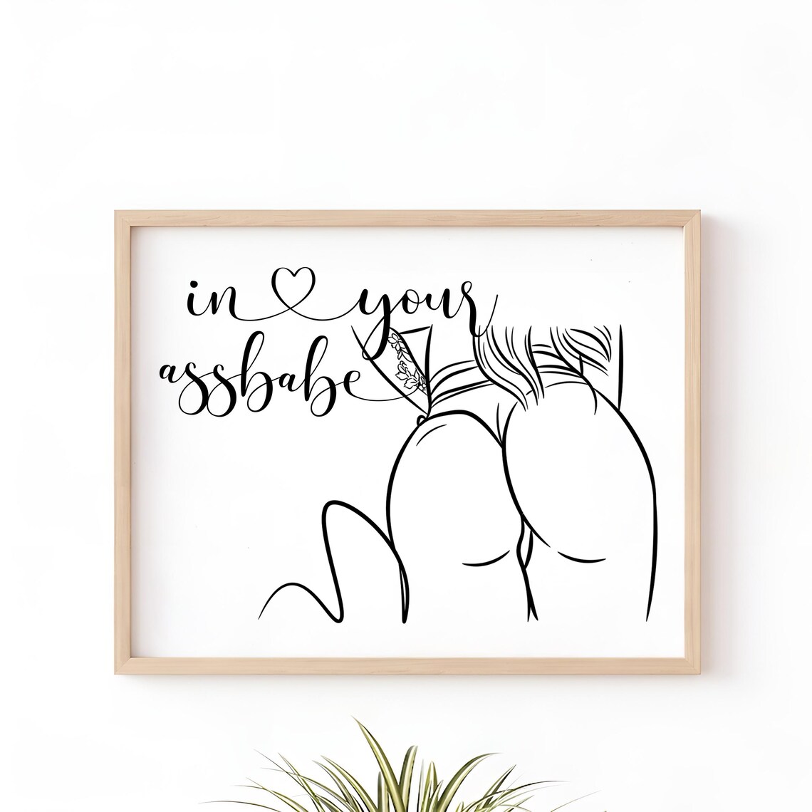 Funny In Your Ass Babe Line Art Poster With Tattoo Woman Drawing