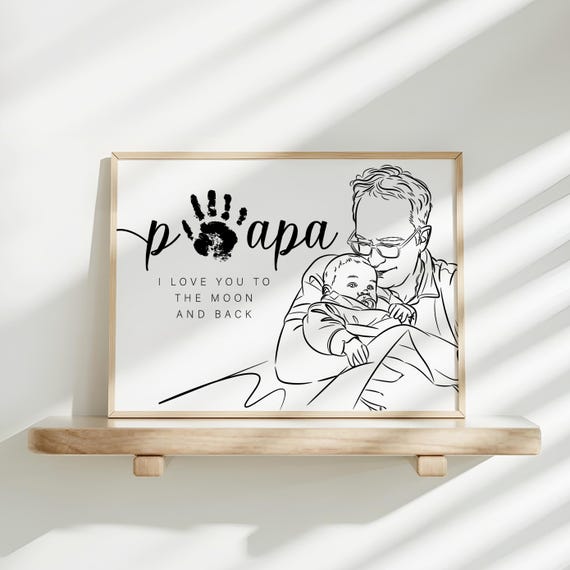 Custom Papa Family Line Drawing From Photo Personalized Gift For Him Custom Line Art Custom Grandpa Gift Family Portrait Gift For Dad
