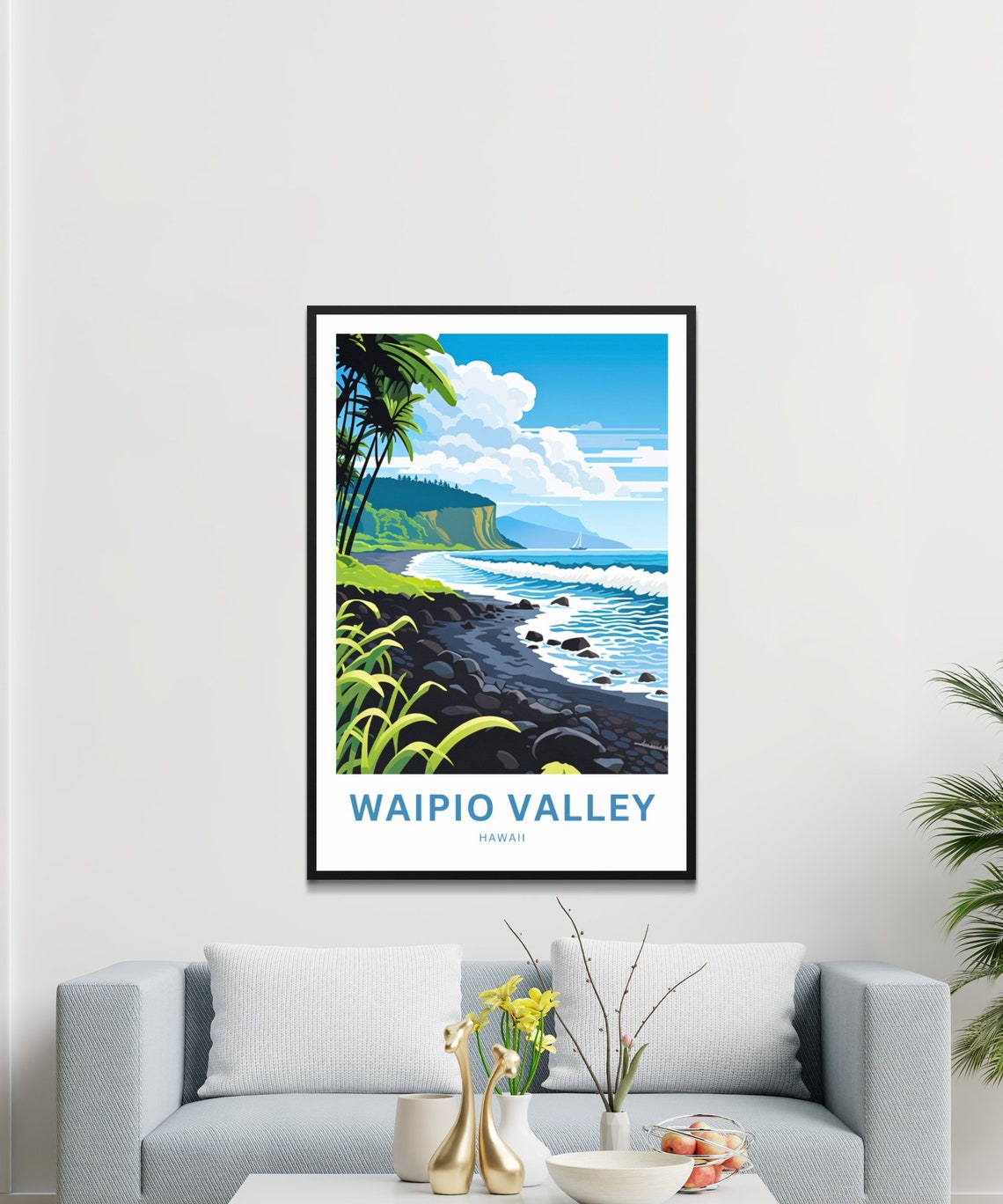 Waipio Valley Hawaii Volcanic Black Sand Beach Personalized Poster - Image 3