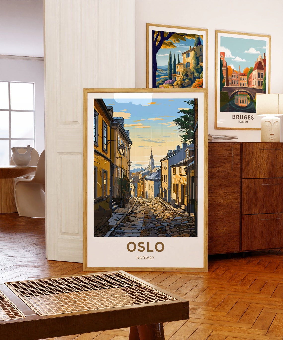 Personalized Oslo Norway Golden Street Custom Text Travel Poster - Image 5