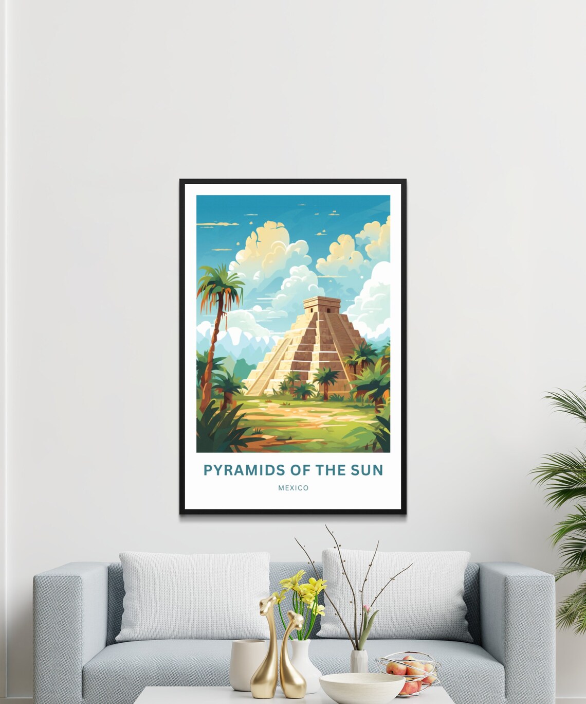 Pyramids of the Sun Mexico Stepped Pyramid Jungle Travel Poster - Image 3