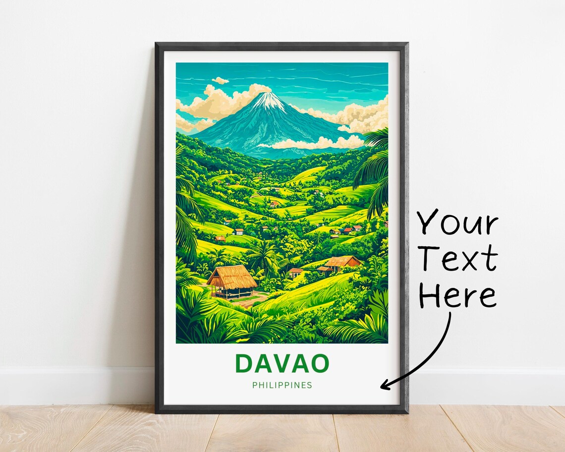Davao Philippines Tropical Volcano Hillside Landscape Travel Poster - Image 4