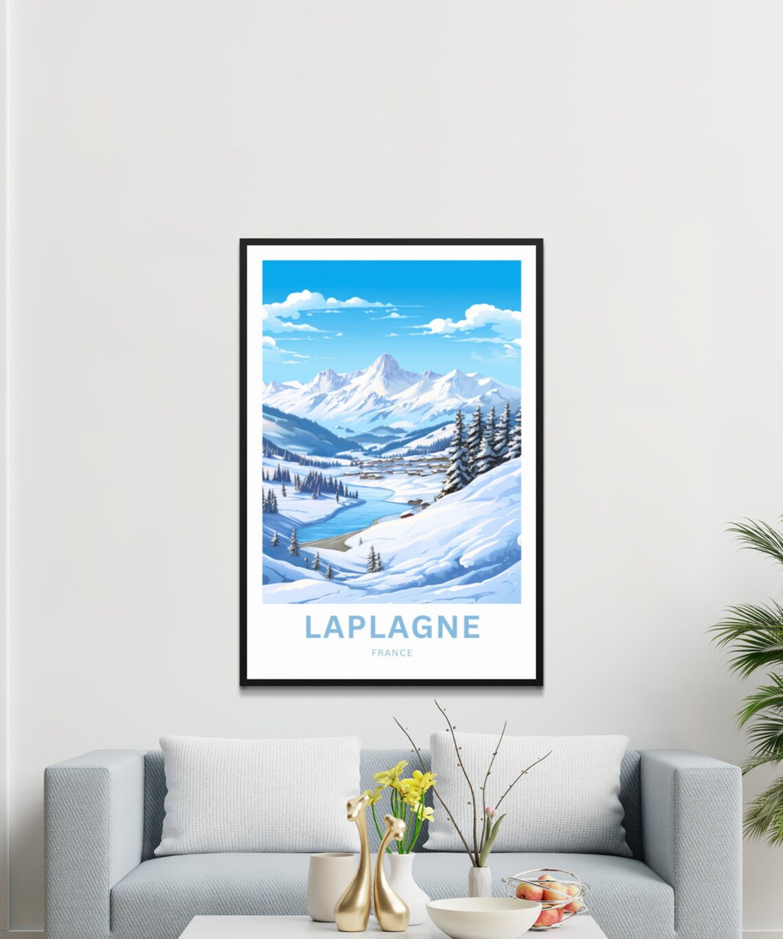 Laplagne France Snowy Alpine Valley and Mountain Peaks Poster - Image 3