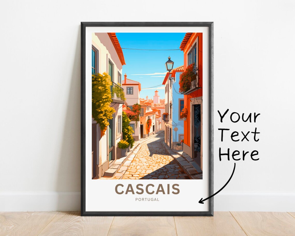 Personalized Cascais Portugal Old Town Street Custom Travel Poster