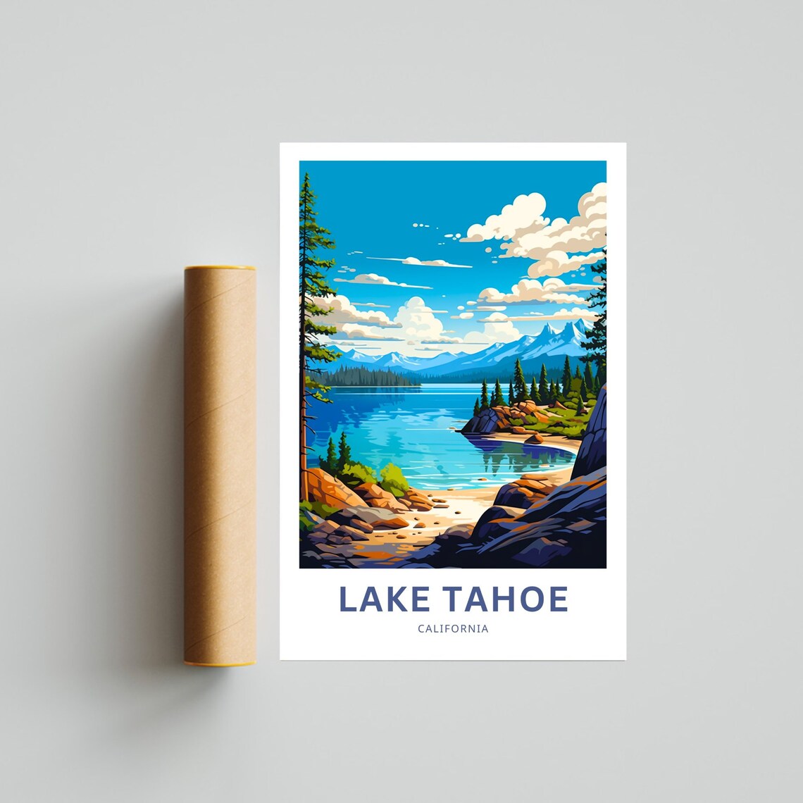 Lake Tahoe California Turquoise Alpine Pines Lake Travel Poster - Image 4