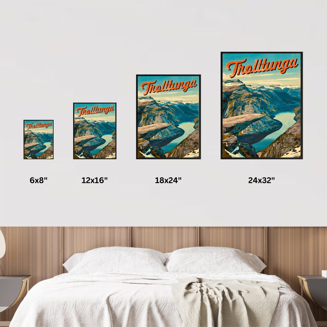 Trolltunga Norway Vintage Fjord Cliff Rock Formation Travel Poster - Image 4
