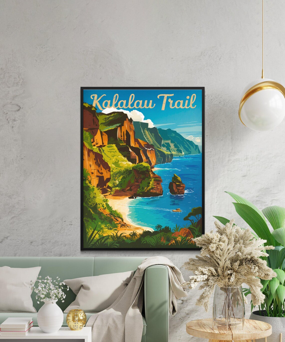 Kalalau Trail Vintage Travel Poster, Hawaii Travel Poster - Image 2