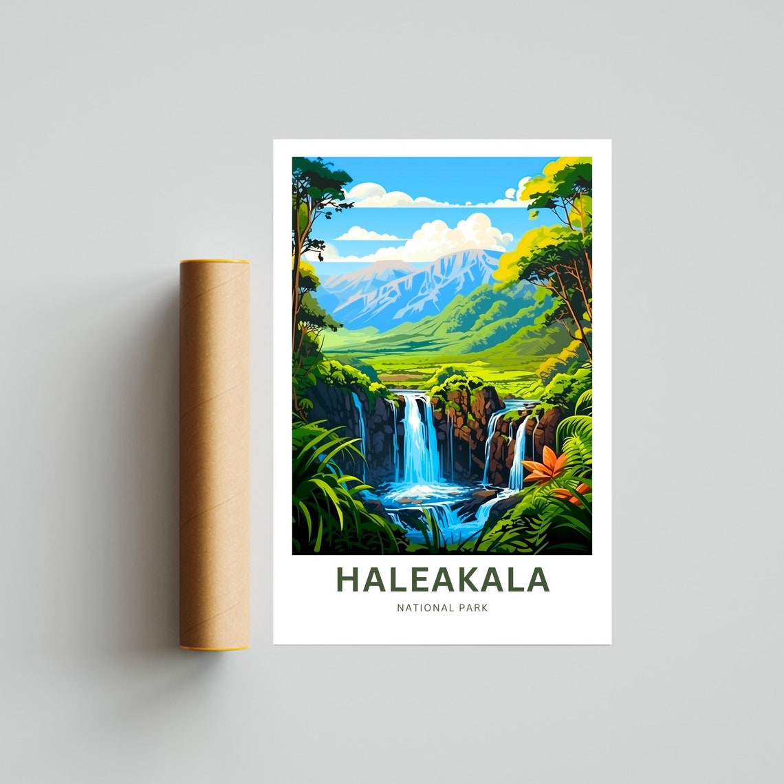 Personalized Haleakala National Park Waterfall Travel Poster - Image 4