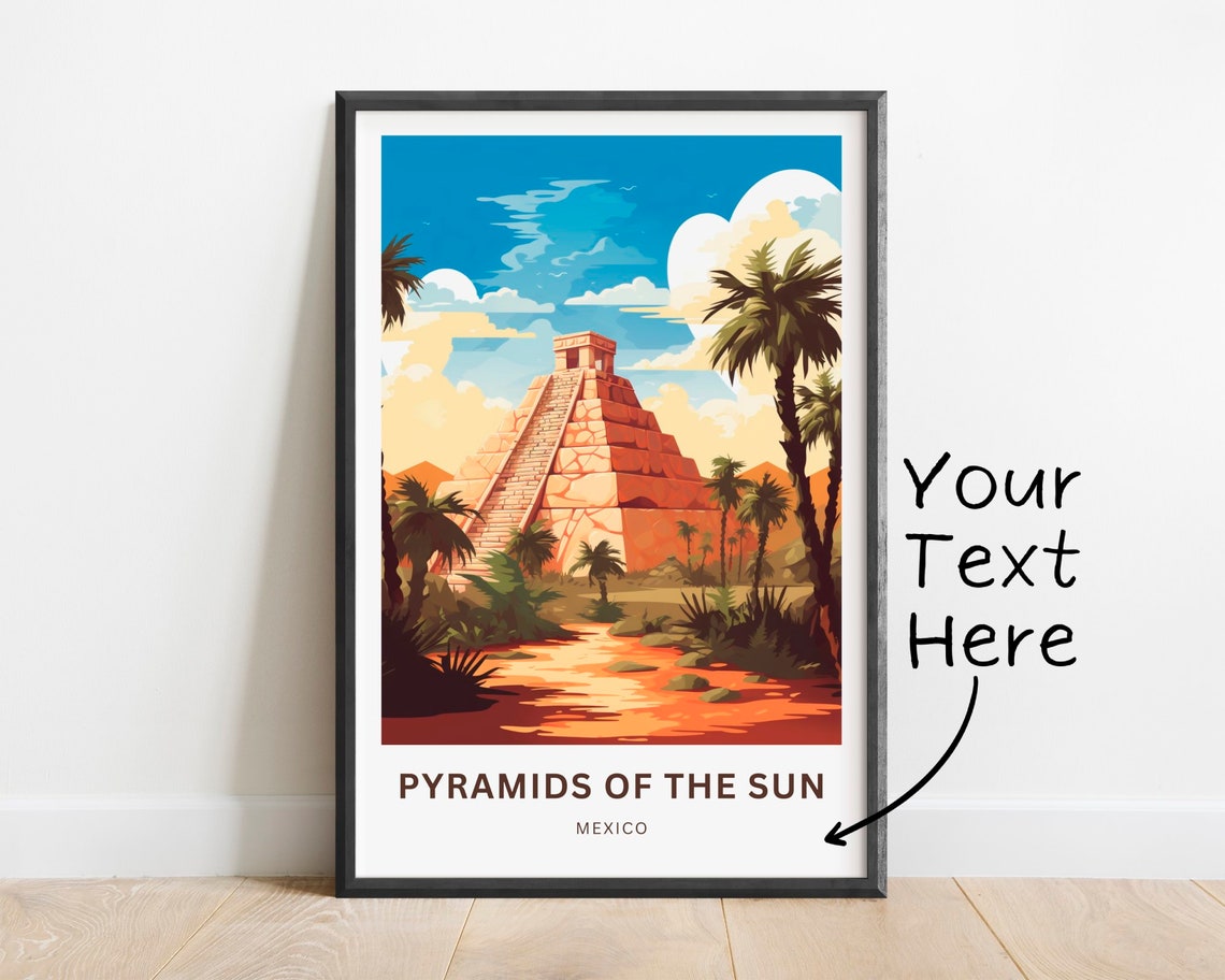 Pyramids Of The Sun Mexico Personalized Sunset Jungle Travel Poster