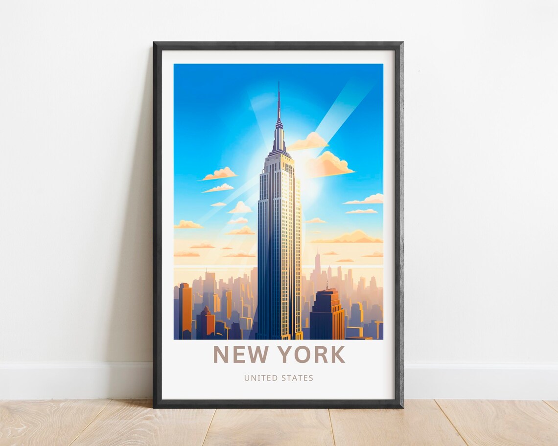 New York City Empire State Building Skyline Retro Travel Poster