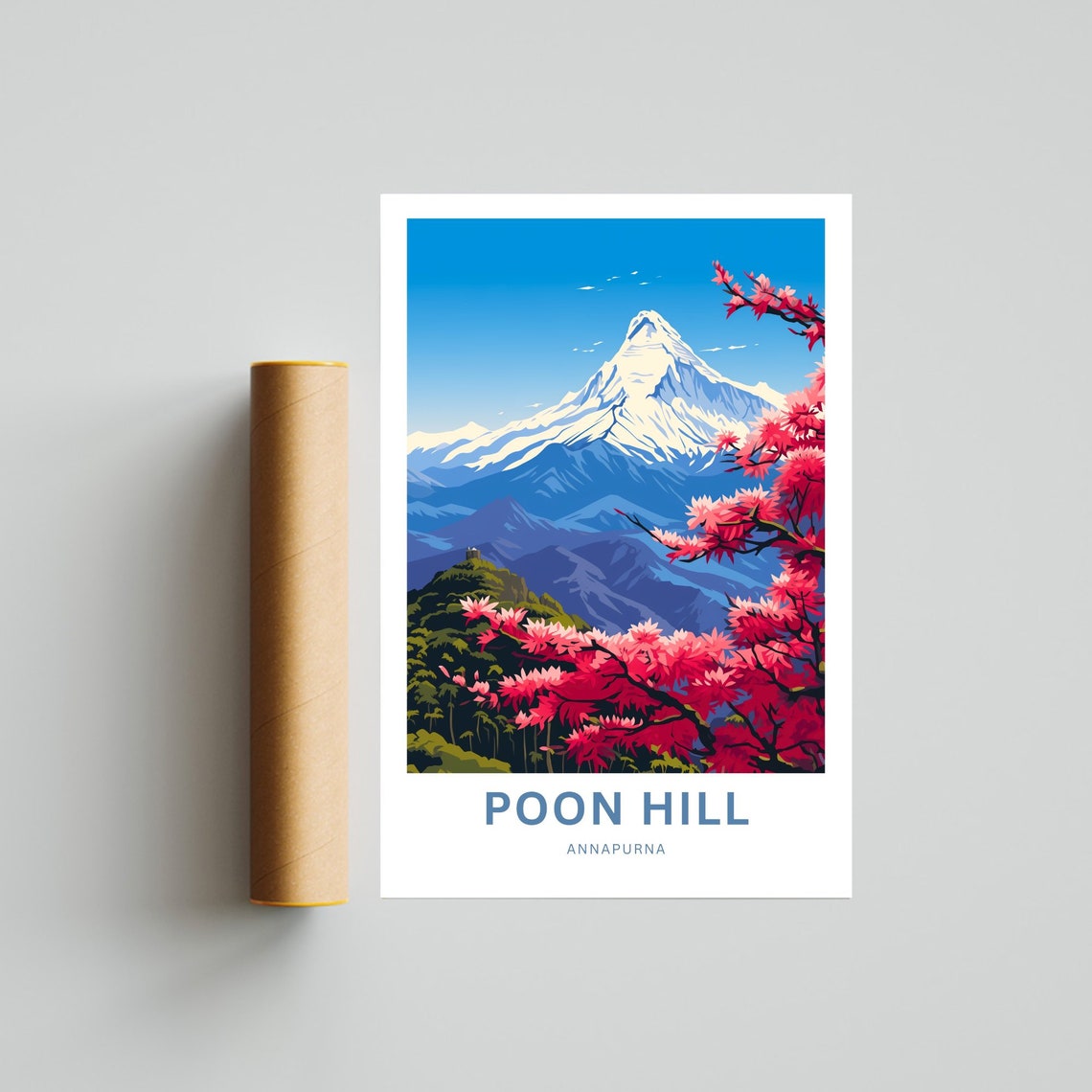 Poon Hill Annapurna Rhododendron Mountain View Travel Poster - Image 4