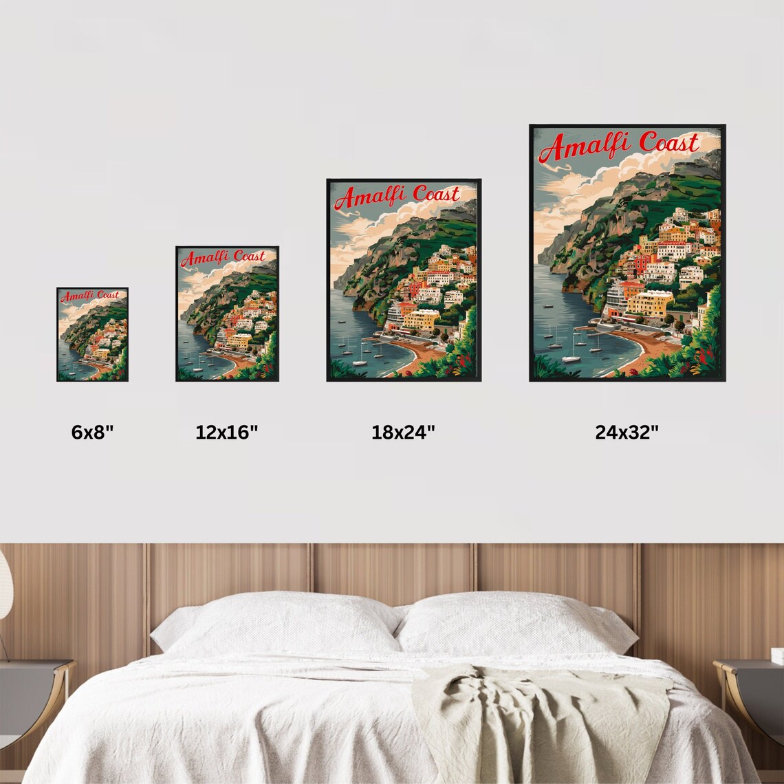 Amalfi Coast Italy Cliff Village Marina Vintage Travel Poster - Image 4