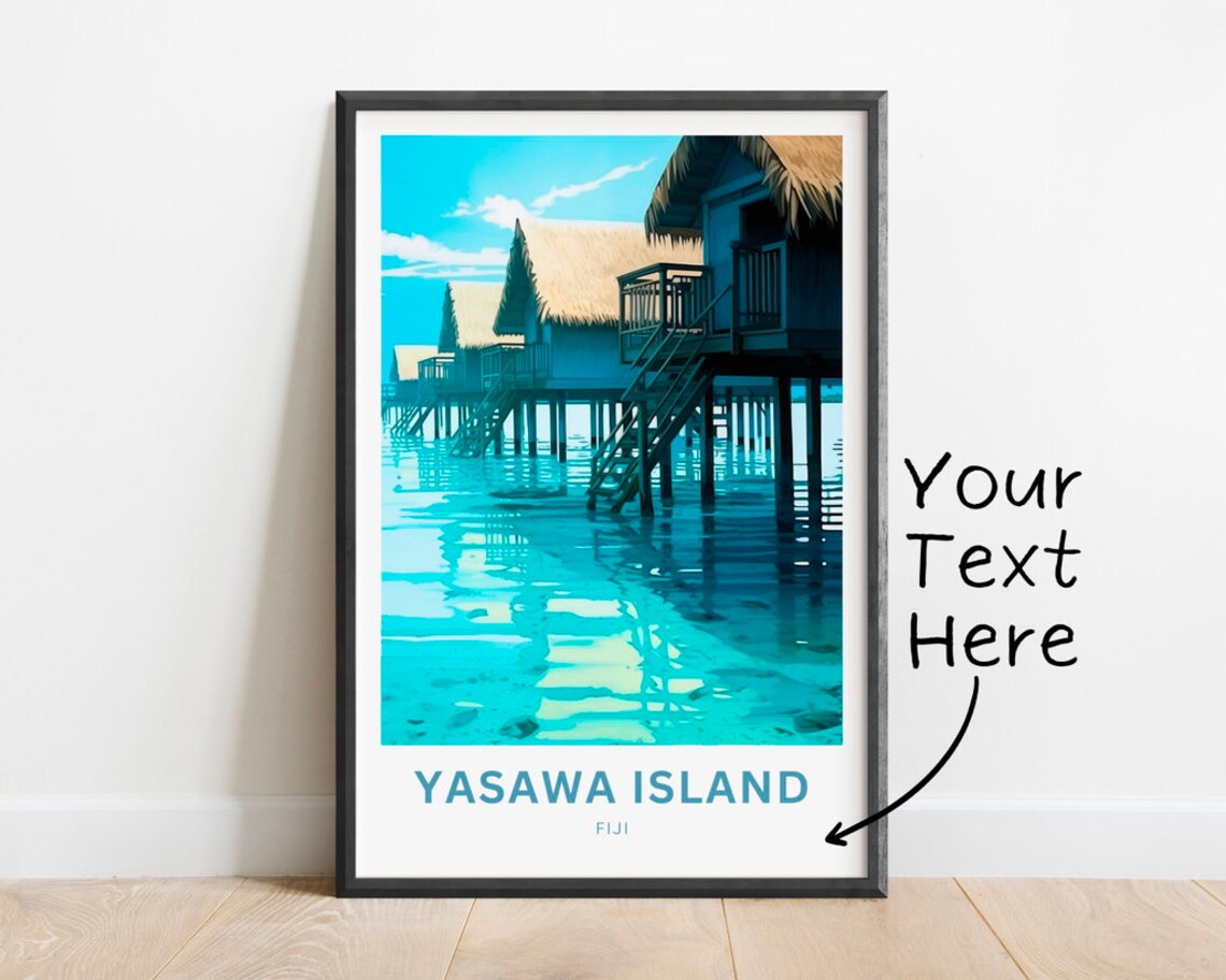Yasawa Island Fiji Overwater Bungalow Personalized Travel Print