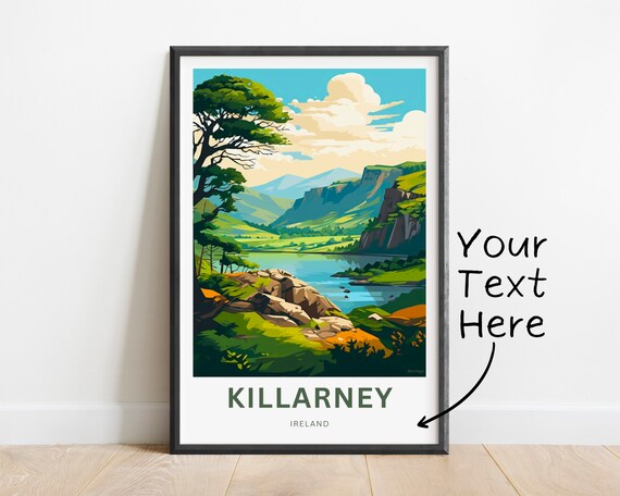 Killarney Ireland Lakes District Valley View Retro Travel Poster